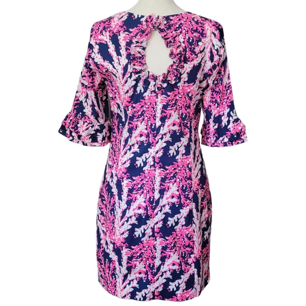 Lilly Pulitzer Fiesta Stretch Dress Nauti Navy Beyond the Sea Pink Coral Size 2 - Picture 7 of 17